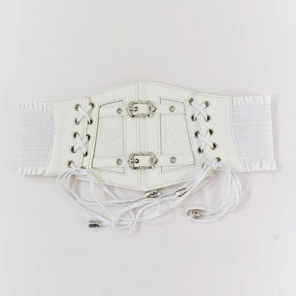 Black/White/Brown Lace-up Detail Gothic Punk Corset Belt