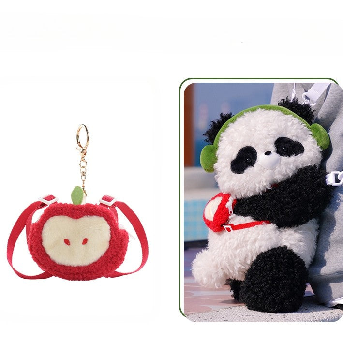 Cute Curly Plush Panda Black&White Backpack/Crossbody Bag+ Keychain