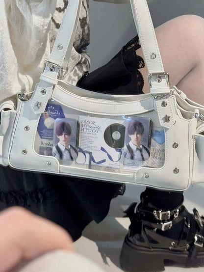 White PU Y2K Shoulder Ita Bag With Star Charm
