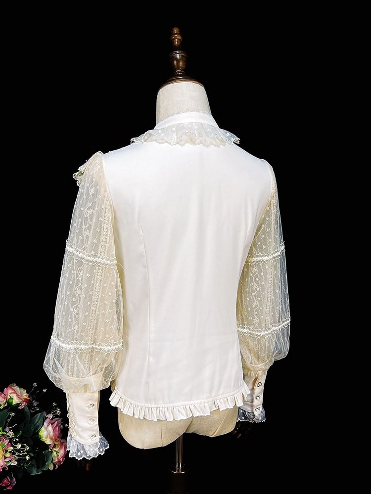 Apricot Vintage Shirt Leg-of-Mutton Sleeves Elegant Top