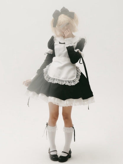 Plus Sizes Available Black Short Version Maid One Piece + Apron