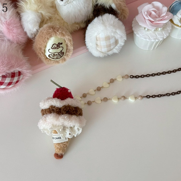 5 Options Plush Cake Pendant Beaded Necklace