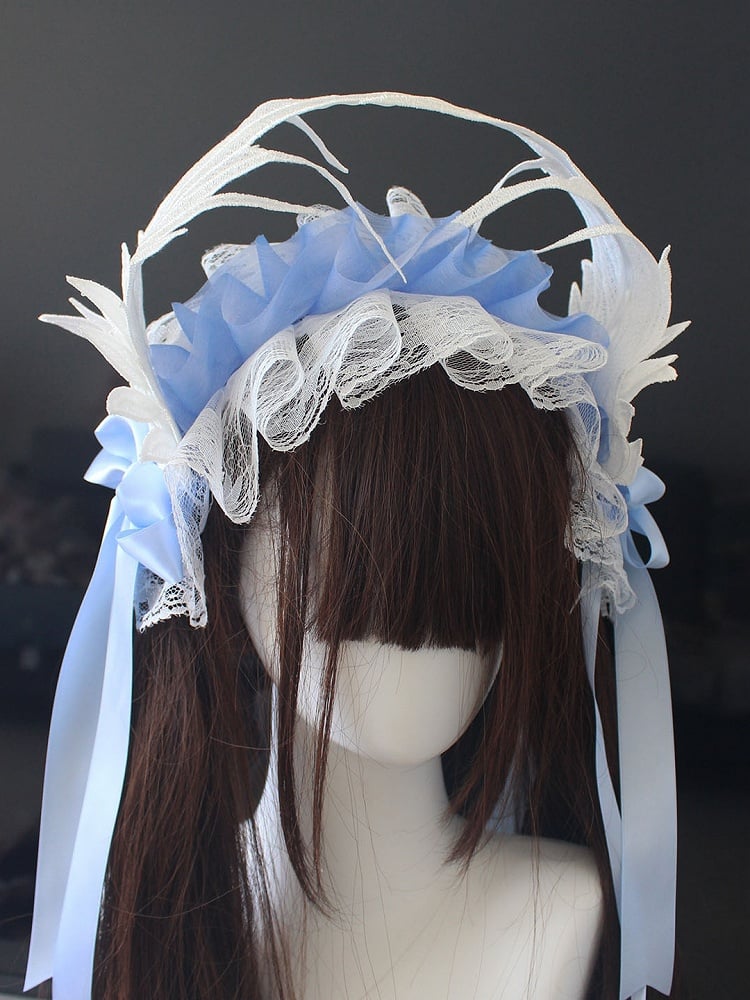 5 Color Options Wing Design Bowknot Details Ruffled Haircband
