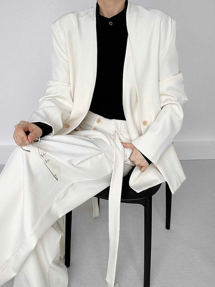 Ouji Lolita Apricot Wide-Leg Pants with Side Ribbons & Two-Button Fly