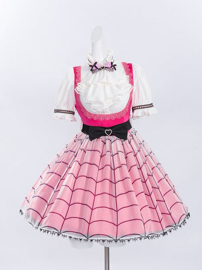 Fanart Fashion Outfit Hot Pink Under Bust Dress + Shirt + Cape + Leg Sleeves Full Set