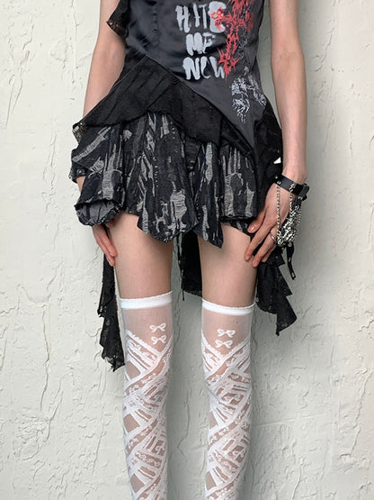 White Y2K Bowknot Details Overknee Stockings