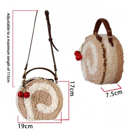 Dark Brown Kawaii Plush Round Shoulder Bag - Sweet Lolita Dessert Style