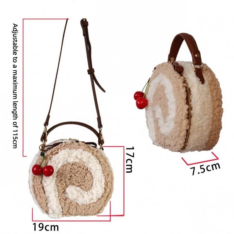 Kawaii Plush Light Brown Round Shoulder Bag - Sweet Lolita Dessert Style