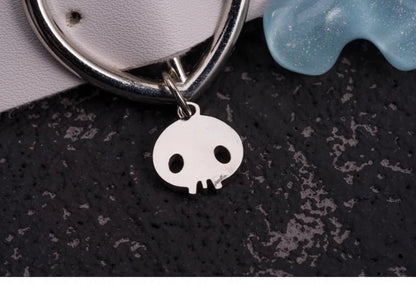 Bone Decorated White PU Heart Buckle Hairclip