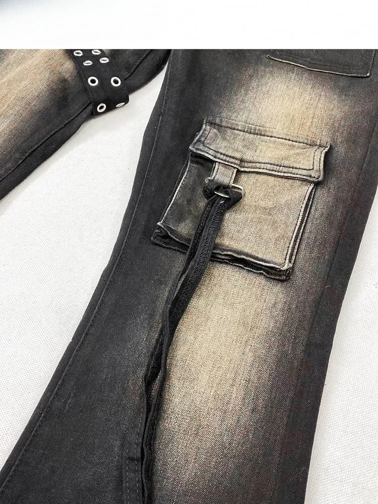 Black Bittersweet Distressed Design Flare Silhouette Jeans