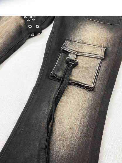 Black Bittersweet Distressed Design Flare Silhouette Jeans