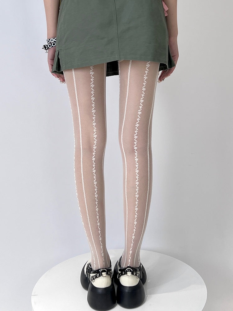 Black/White Bittersweet Striped Pattern Tights