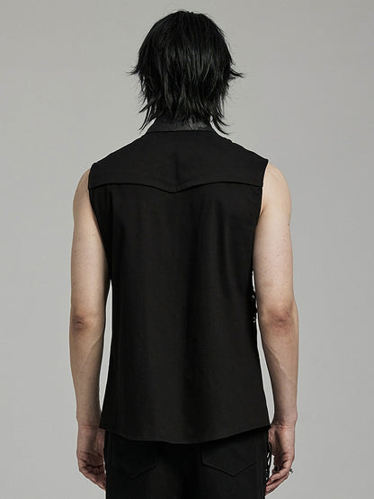 Punk Asymmetric Sleeveless Shirt