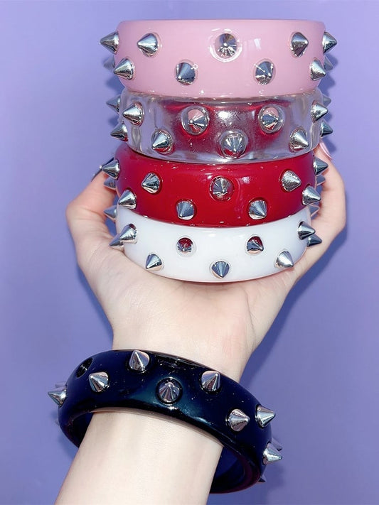 Y2K Black/White/Red/Pink/Transparent Punk Studs Bracelet