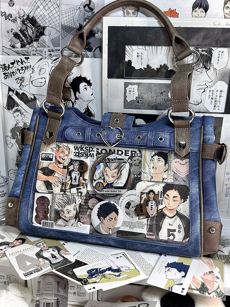 Denim Blue Motorcycle Ita Shoulder Bag