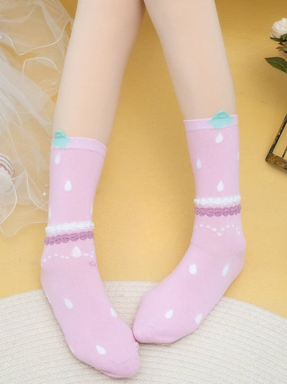Pink Print Design Calf Socks