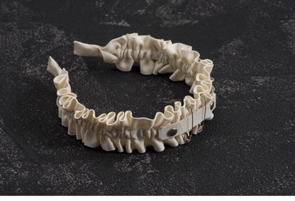 White Gothic Handmade Studs and Pins PU Ruffled KC