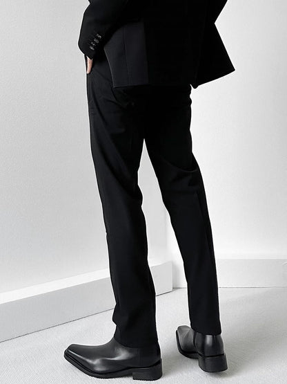 Ouji Lolita Black Tailored Straight-Leg Pants with Slant Pockets & Belt Loops