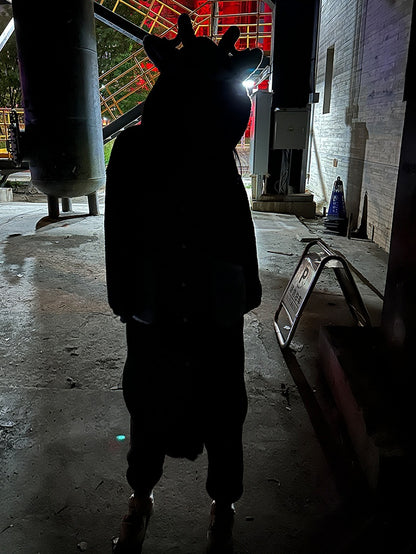 Black and White Grim Reaper Gothic Winter Plush Pajama Set Nightgown with Pants