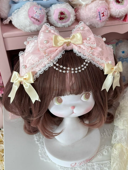 4 Color Options Beaded Charm Lace Trim Bowknot KC