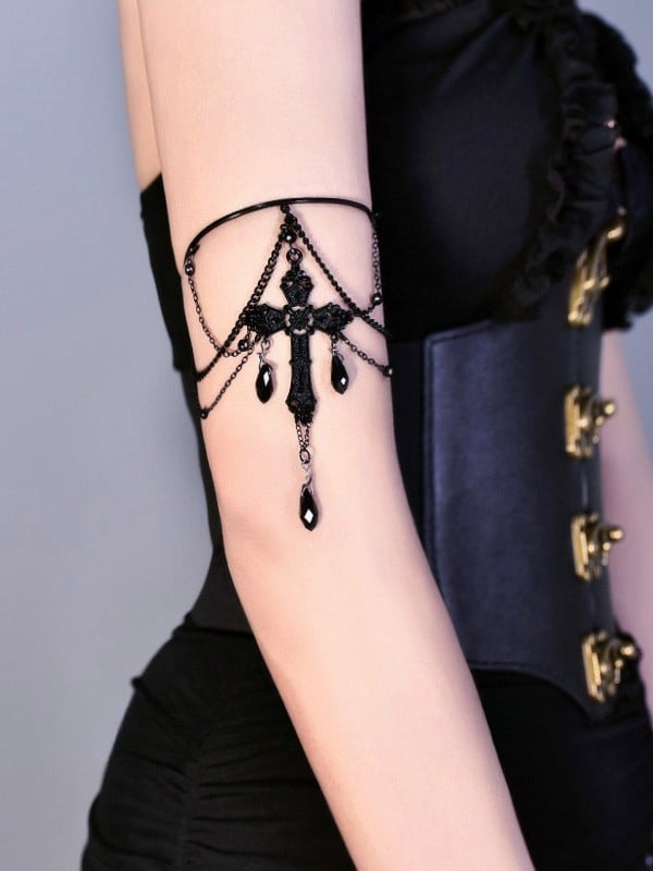 Cyberpunk Black Gothic Cross Chain Armlet