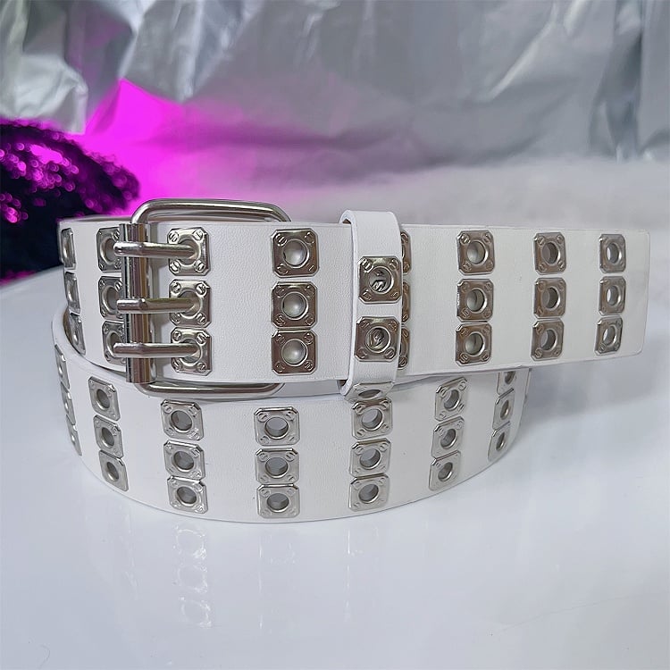 Black/Red/White Rock Punk PU Waist Belt