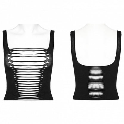 Black Punk Hollow Out Tank Top