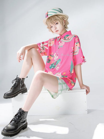 Summer Playful Pink Printed Shirt