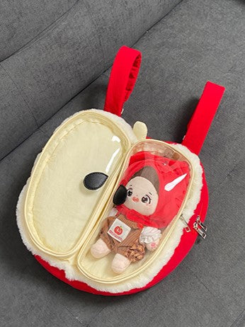 Kawaii Red Apple-Shaped Ita Backpack With Plush Trim