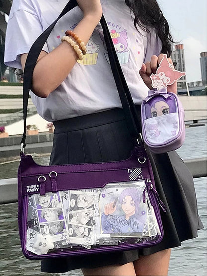 Purple Adjustable Strap Large Capacity Unisex Nylon Ita Bag