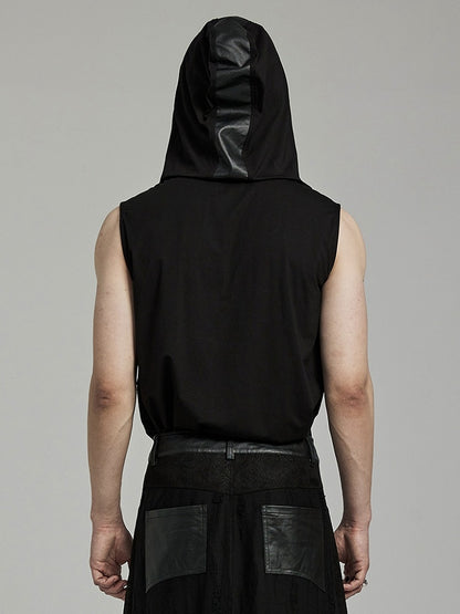 Black Punk Hooded Tank Top
