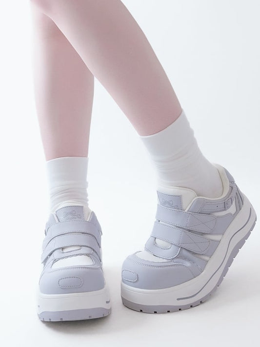 Purple Velcro Strap Closures Platform Sneakers