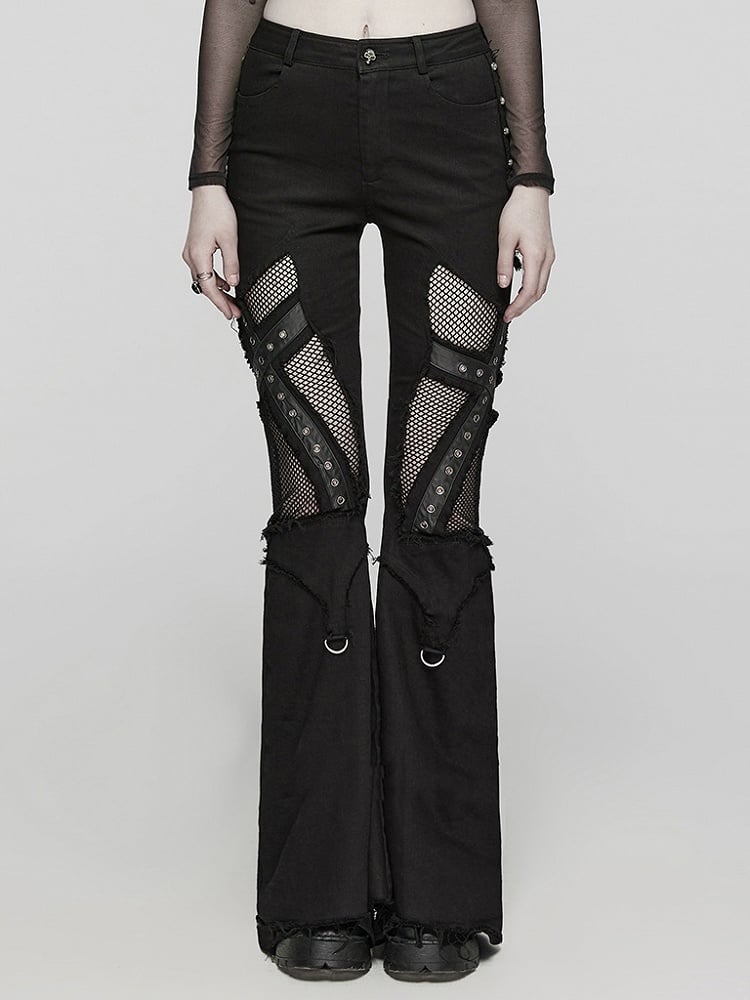 Black Punk Hollow Cross Pants
