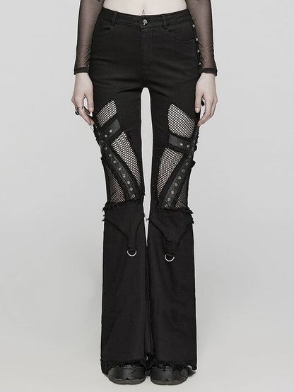 Black Punk Hollow Cross Pants