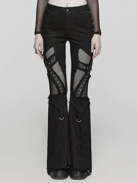 Black Punk Hollow Cross Pants
