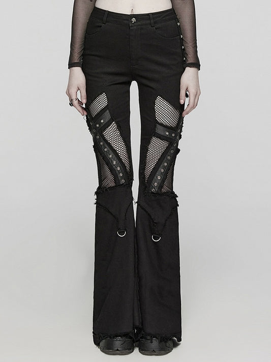 Black Punk Hollow Cross Pants