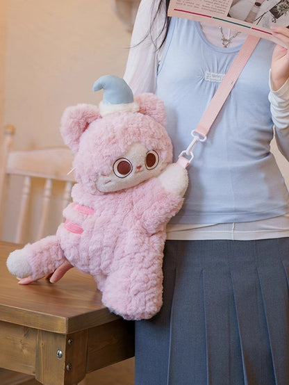 Pink Cute Plush Kitty Backpack/Crossbody Bag