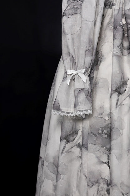 Jirai Kei Dress Work-Ready Elegant Floral Print Dress