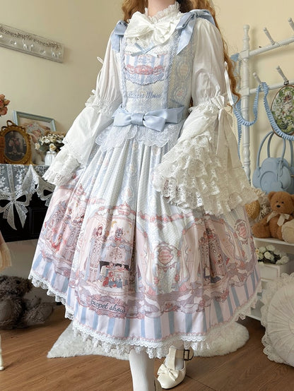 Plus Size White / Black / Pink / Blue / Apricot Lolita Bell Sleeves Blouse