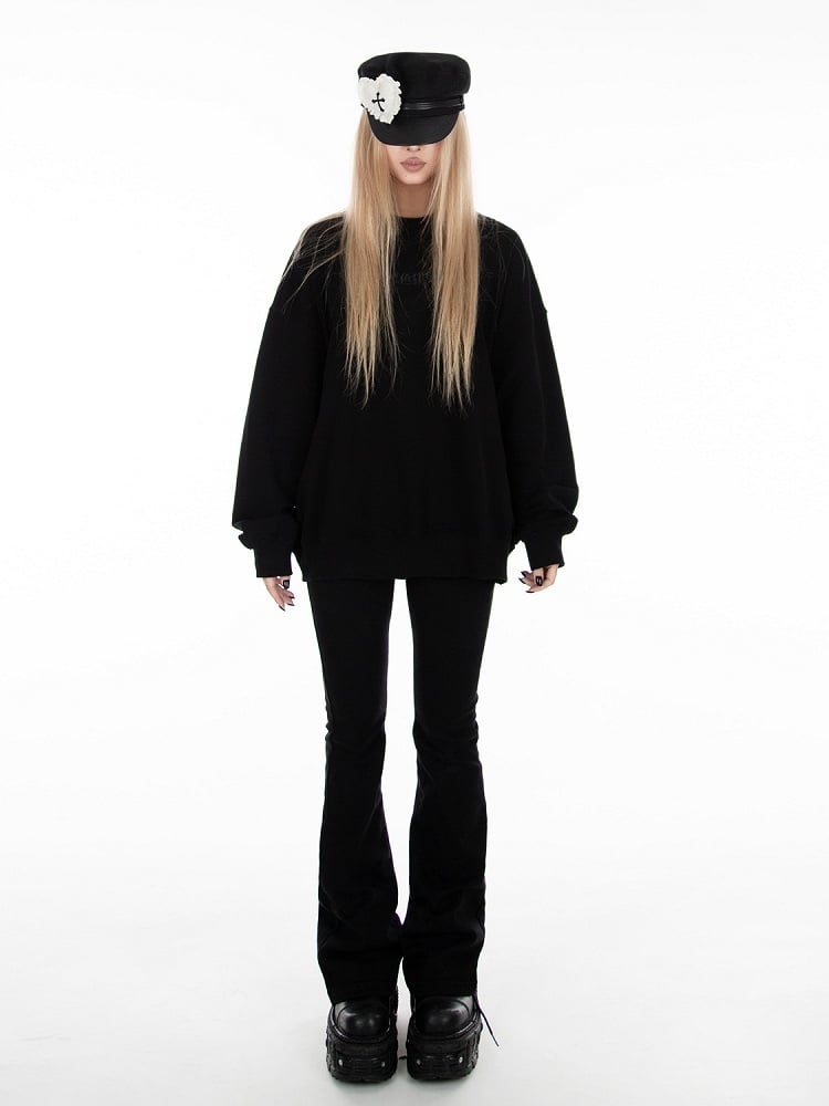 Black Long Sleeve Loose Sweatshirt