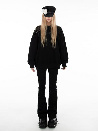 Black Long Sleeve Loose Sweatshirt