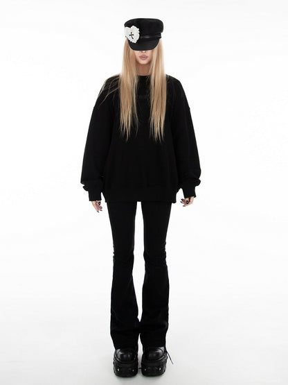 Black Long Sleeve Loose Sweatshirt