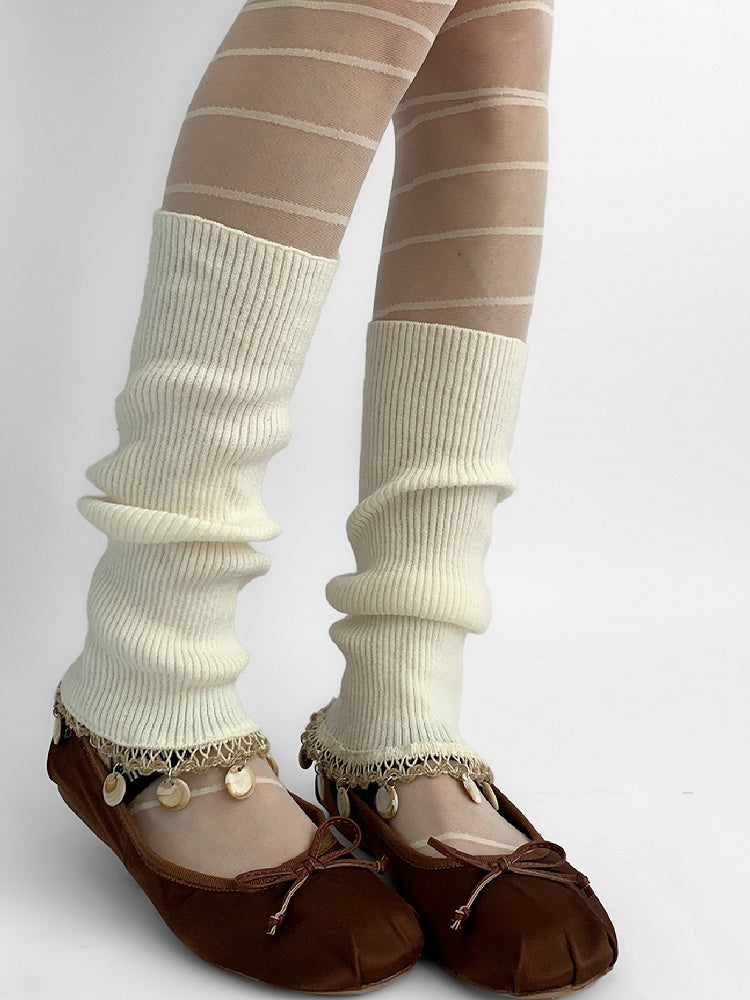 White Knitted Leg Warmers