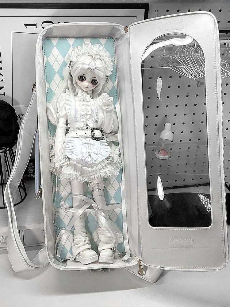 White & Blue 1/4 Scale BJD Doll Bag with Two Straps