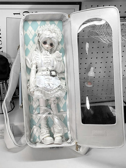 White & Blue 1/4 Scale BJD Doll Bag with Two Straps