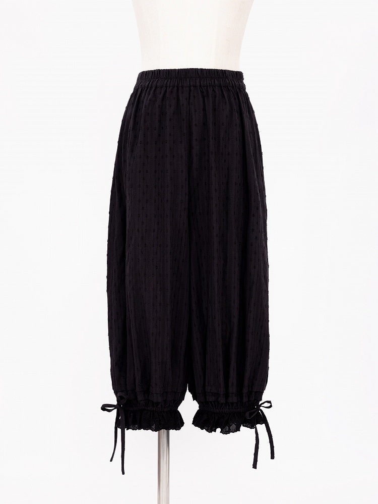 Plus Sizes Available Black Elastic Waist and Scalloped Eyelet Trim Cuffs Lolita Bloomer Pants