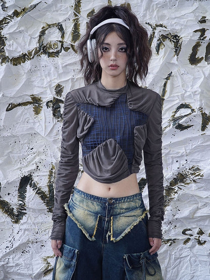 Punk Star Design Dark Grey Long Sleeves Top