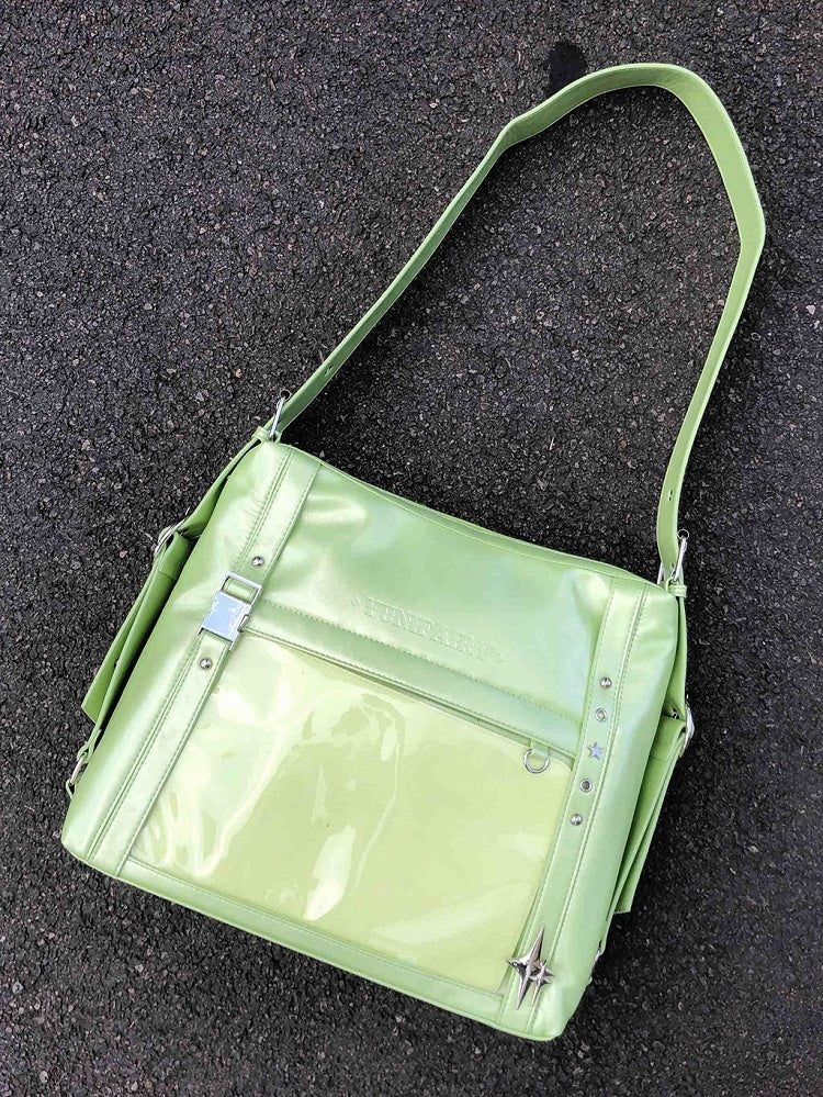 Green Stud Detail Buckle Strap Ita Bag