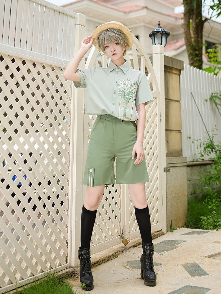 Season of Blossoms Prince Green Ouji Lolita Shorts