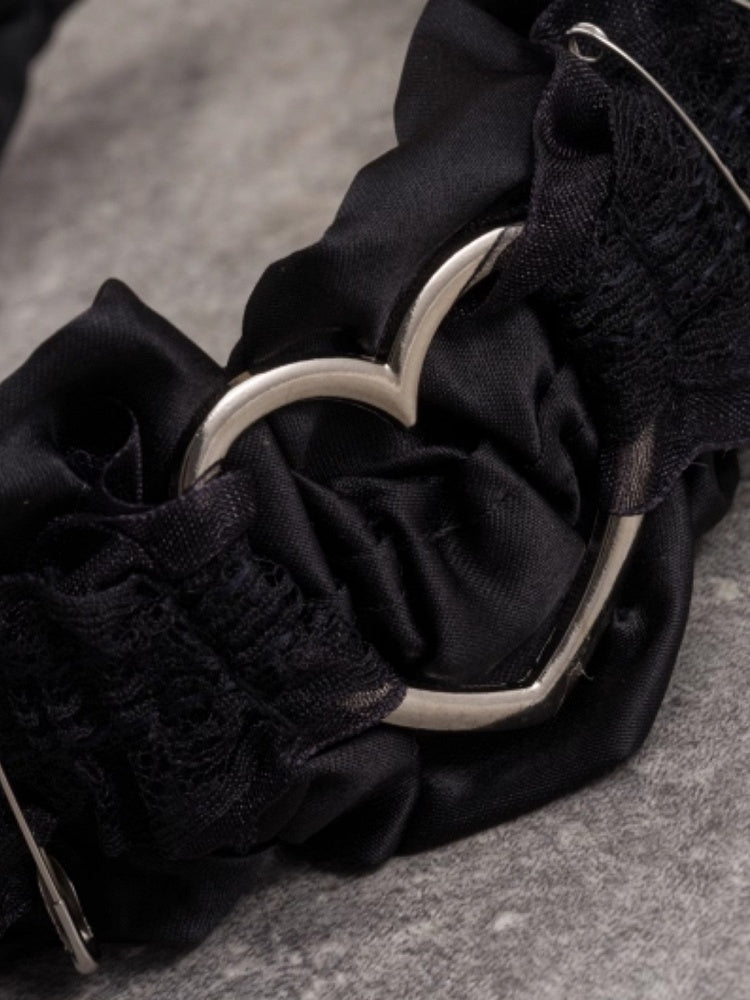 Black Ruffle Lace Trim With Pins Details KC